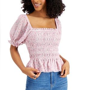 NEVER WORN- LEYDEN Smocked Puff Sleeve Floral Top